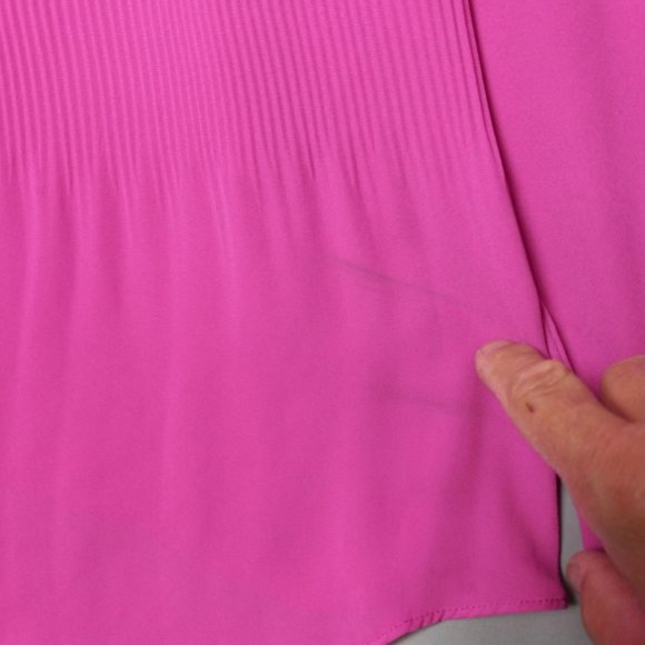 Jones New York Signature Pink Ruched Back Long Sleeve Button Up Women's Blouse S - Picture 10 of 12